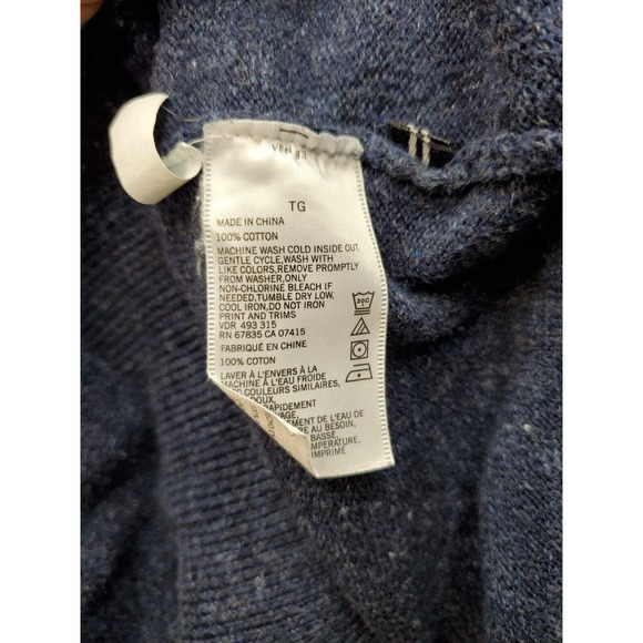 Nautica Sweater Mens XL Navy Knit Cotton Long Raglan Sleeve V Neck Logo Pullover - Picture 8 of 9